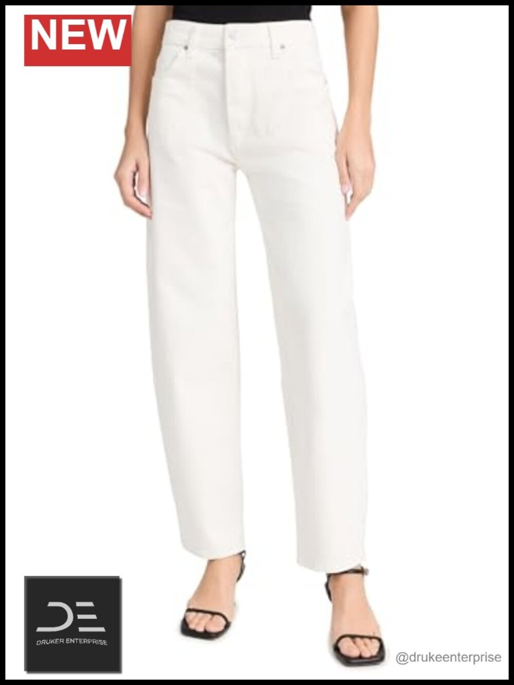 High Rise Relaxed Cropped Barrel Leg Jeans Women Stretch Denim Button Fly